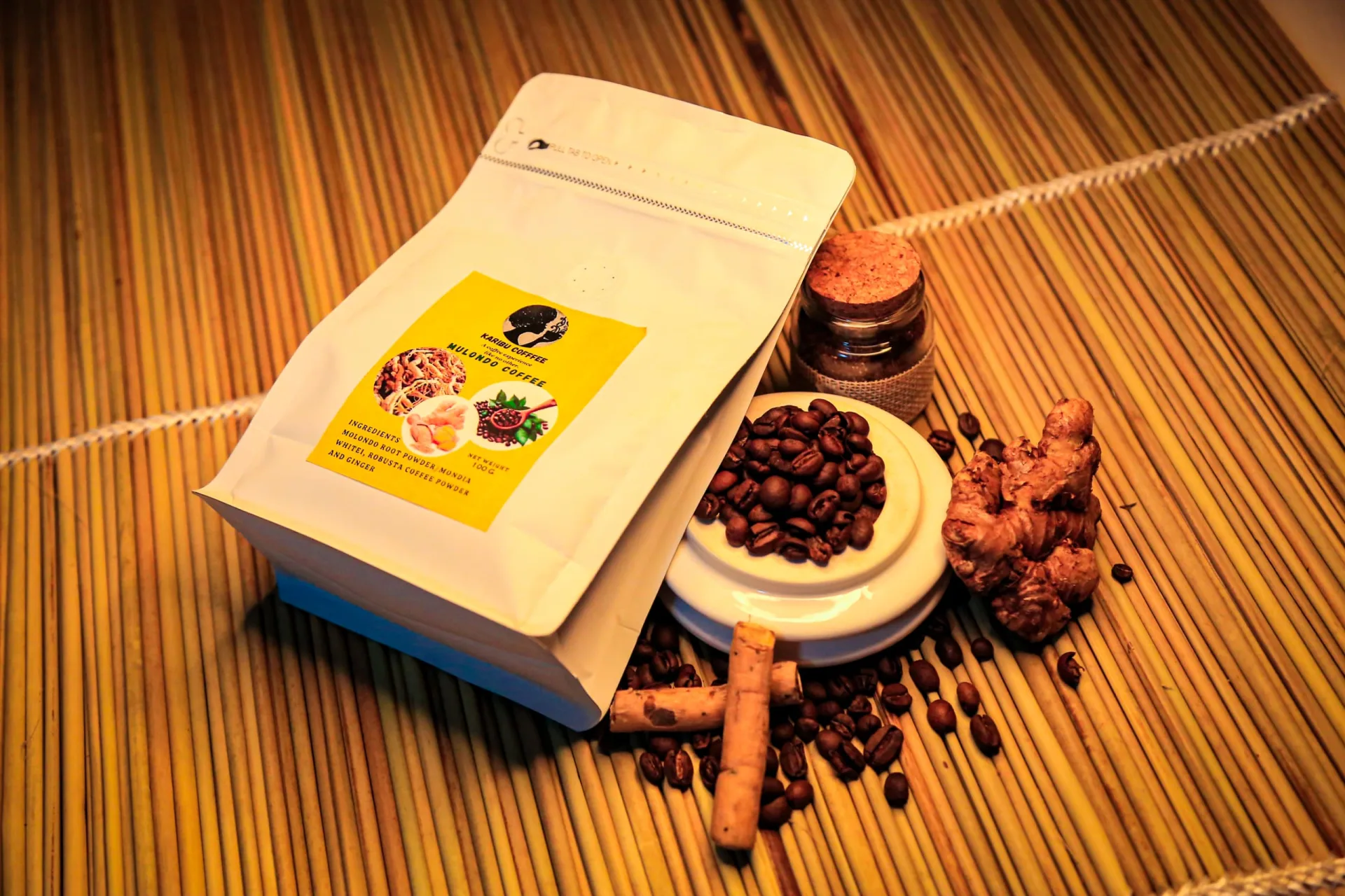 Mulondo Coffee Powder (Mulondo root powder, Whitei, Robusta Coffee Powder & Ginger)